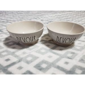 (2) Rae Dunn DEVOUR Small Cereal Soup Bowls